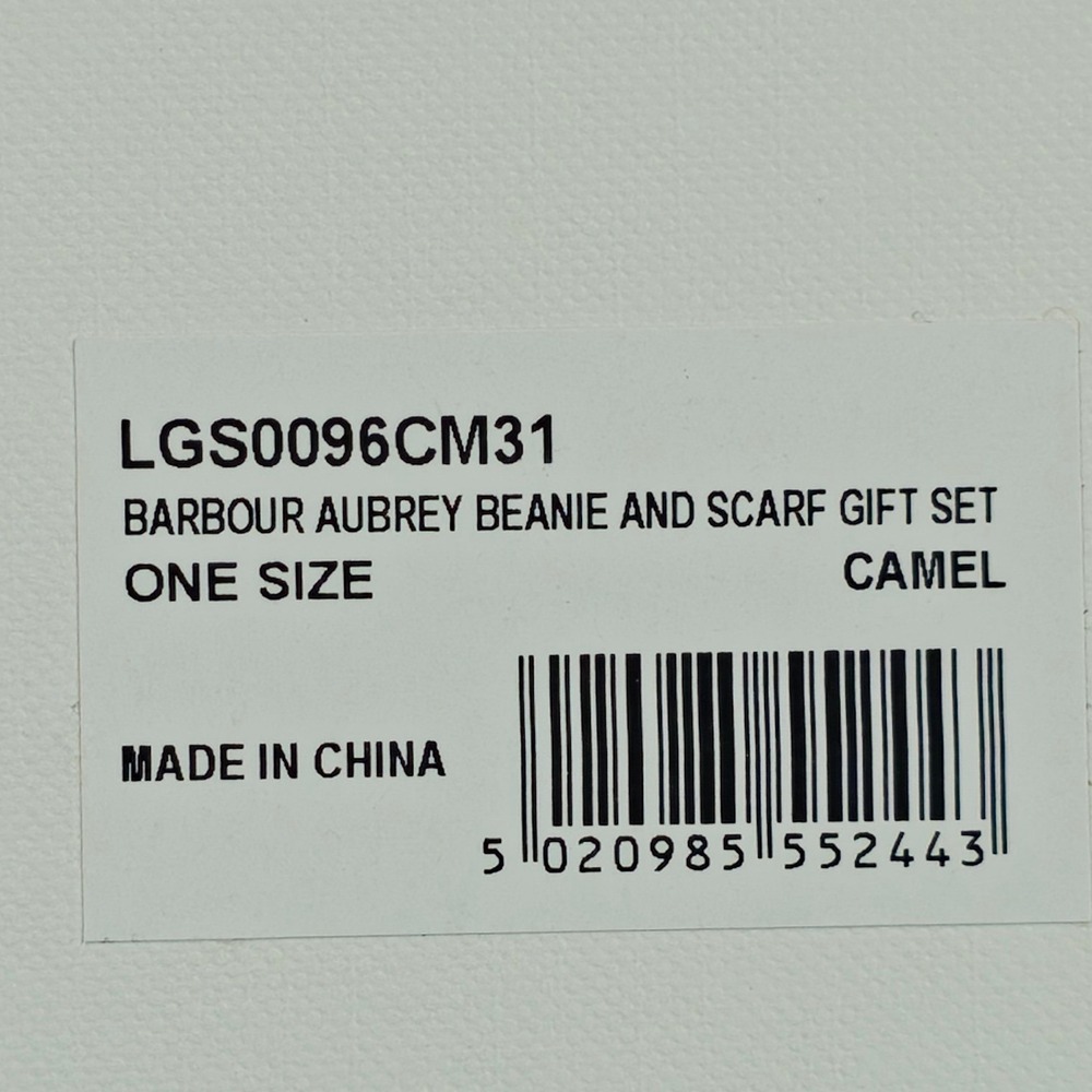 Barbour Women Scarf & Beanie Gift Set OS Camel Plaid Ribbed Knit Warm Luxury NWT - Picture 8 of 9